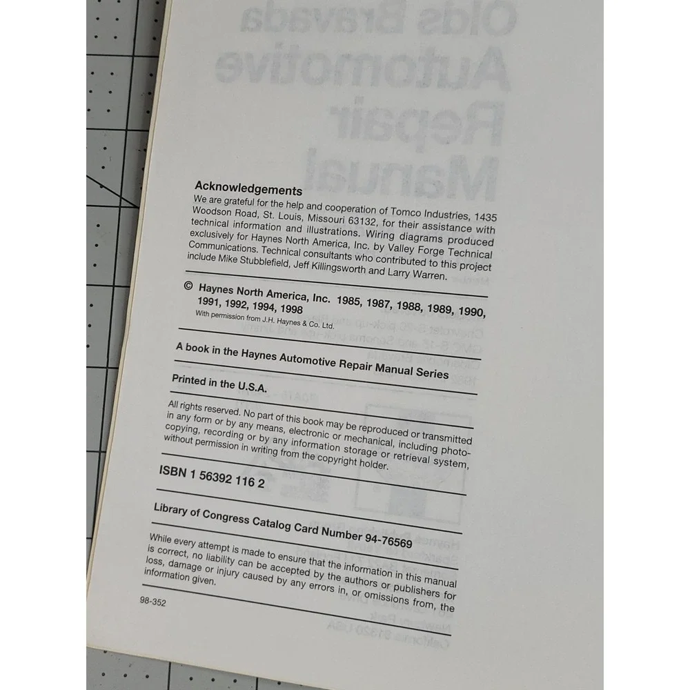 Haynes Repair Manual 831 1982-1993 Chevy GMC S10 S15 Pick-Ups Blazer Jimmy 24070